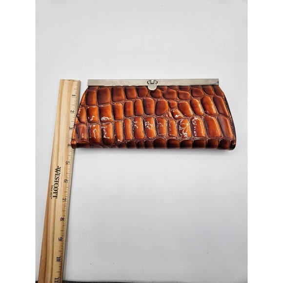 Faux Brown‎ Alligator Skin Wallet Metal Clasp 9 by 4 - Picture 3 of 5